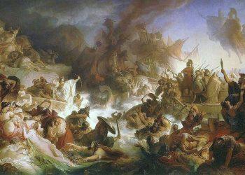 The Sea Battle at Salamis (1868) , έργο του Γερμανού Βίλχελμ φον Κάουλμπαχ