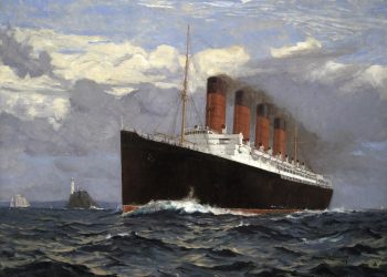 Ελαιογραφία του Lusitania από τον Norman Wilkinson (1907)